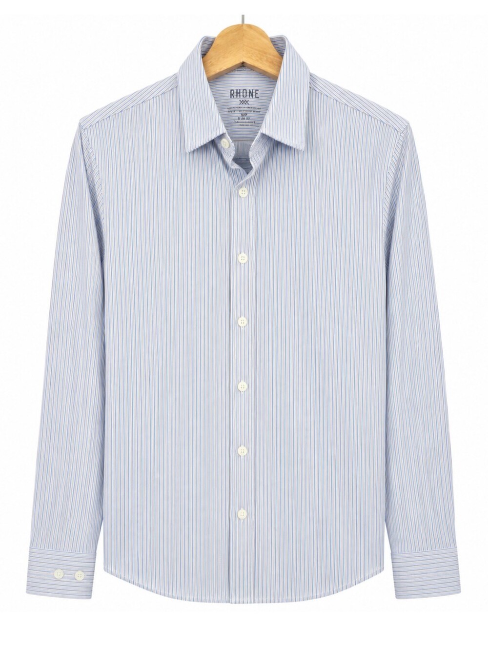 Rhone Commuter Shirt Blue Stripe Slim Fit Stretch Men's Size Small